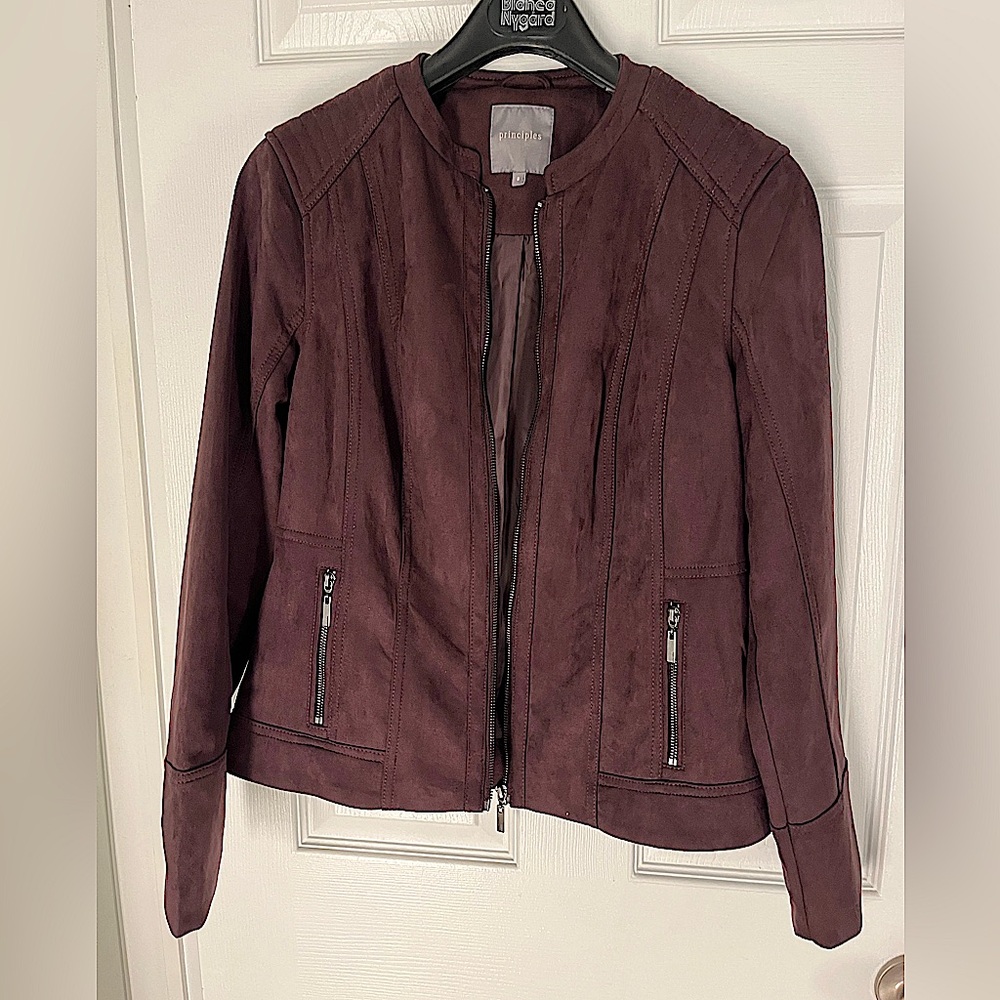 Wine-coloured Faux Suede Blazer